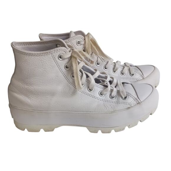 Converse Chuck Taylor  Lug White Leather Hi Top Women's Size 9 - Picture 6 of 12